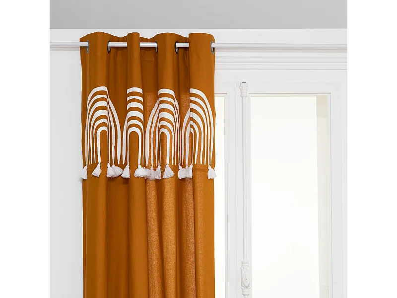 Cortina con borlas y estampados 140 x 260 cm
