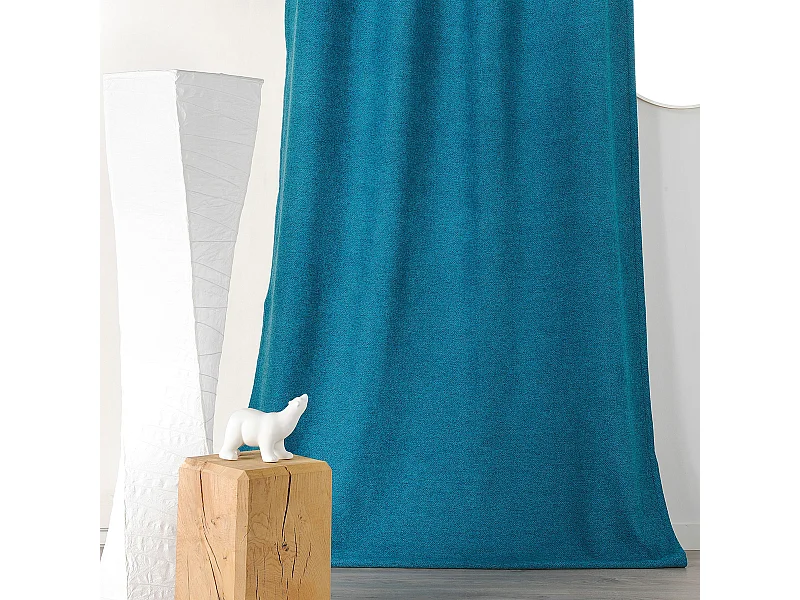 Cortina espesa aspecto lana abigarrada con galón fruncidor 140 x 250 cm