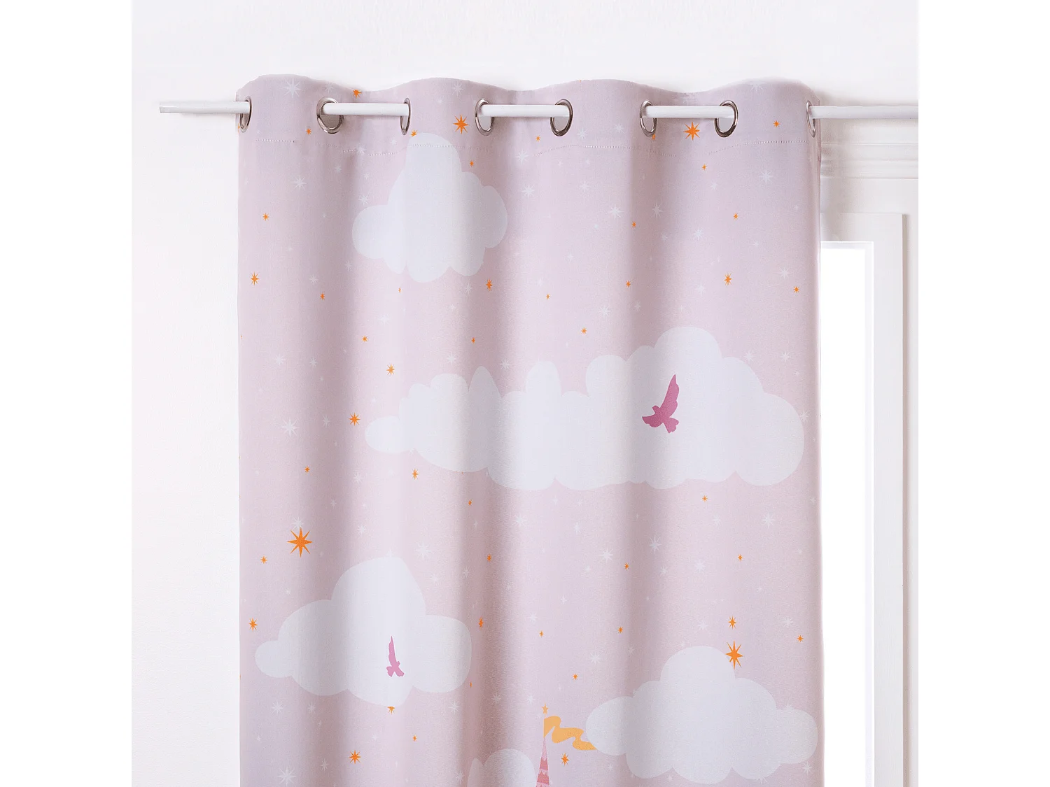 Rideau Occultant "Château" 135x260cm Rose Clair