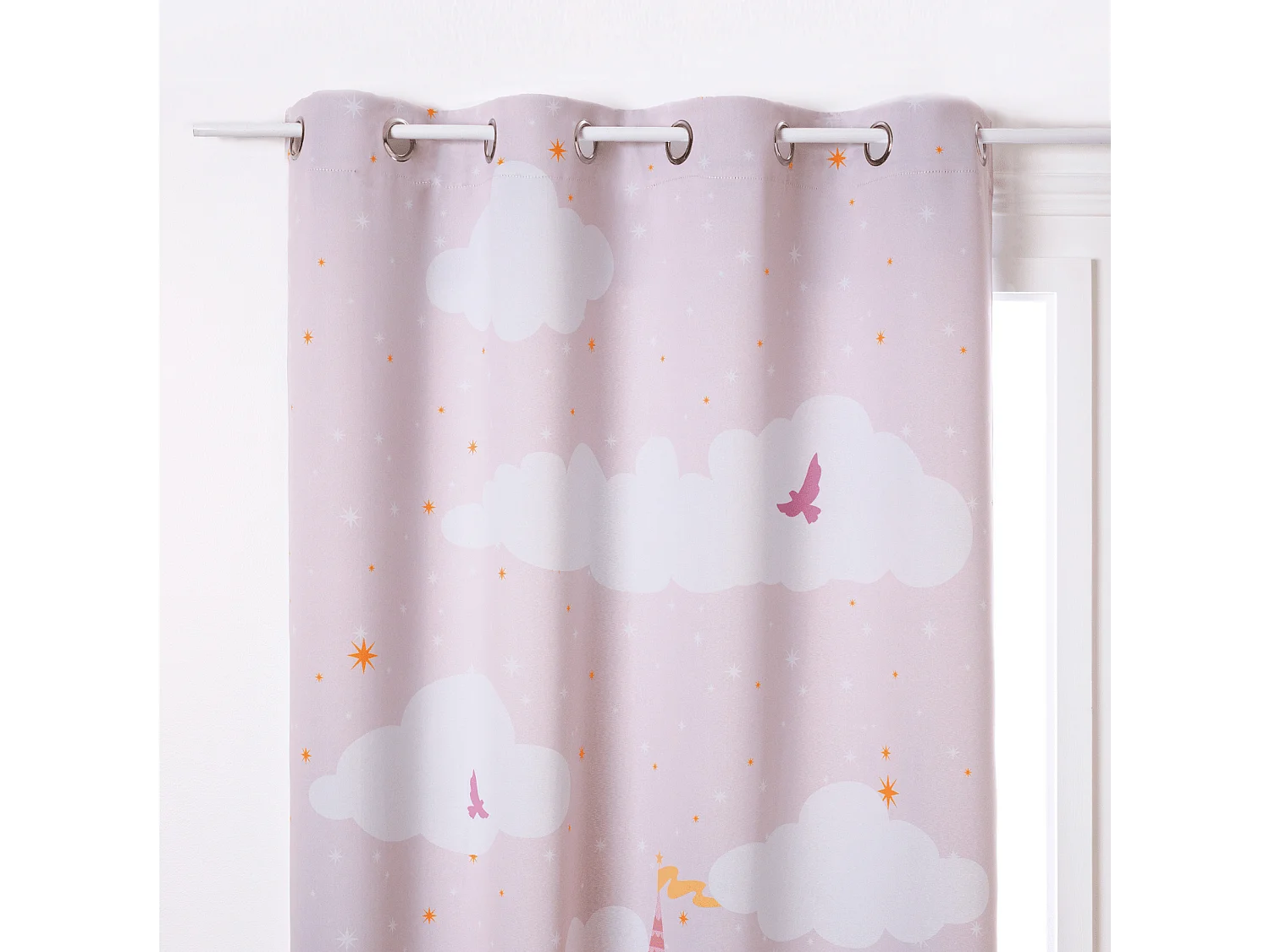 Cortina opaca con diseño de castillo para niños 135 x 260 cm