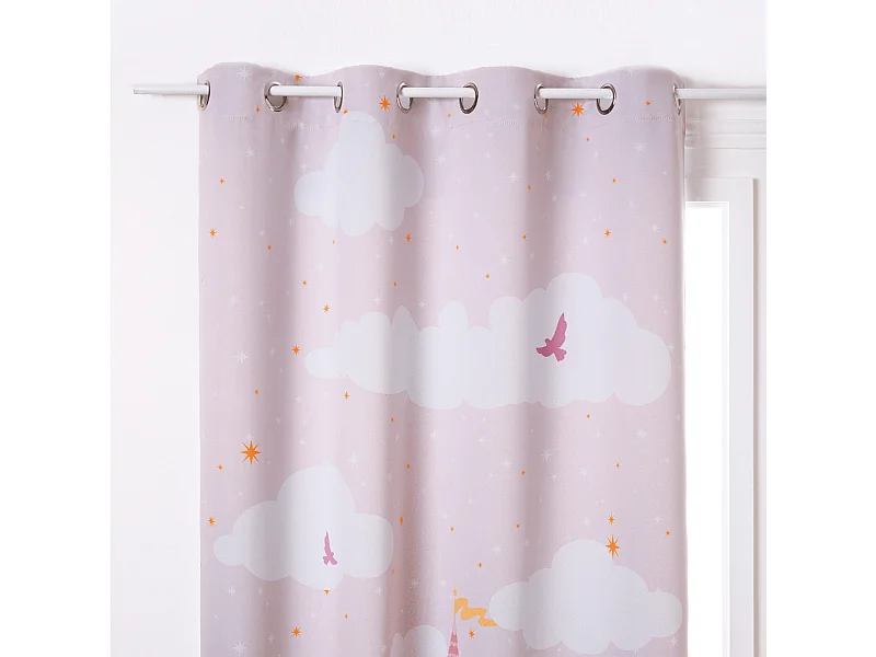 Cortina opaca con diseño de castillo para niños 135 x 260 cm