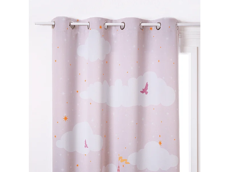 Cortina opaca con diseño de castillo para niños 135 x 260 cm