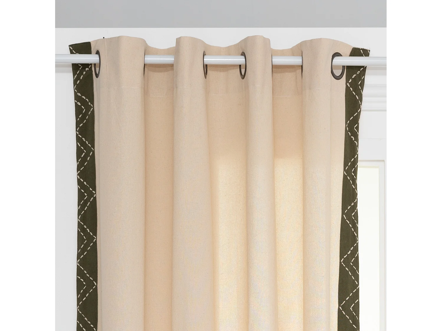 Rideau avec Bordures Déco "Exotic Panama" 140x260cm Beige