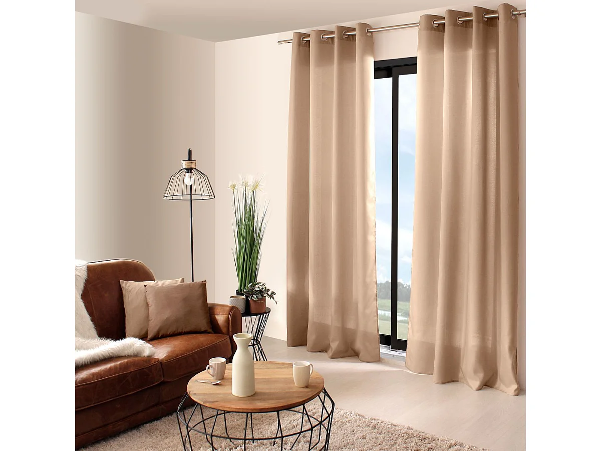 Rideau à Œillets Uni "Basic" 140x240cm Naturel