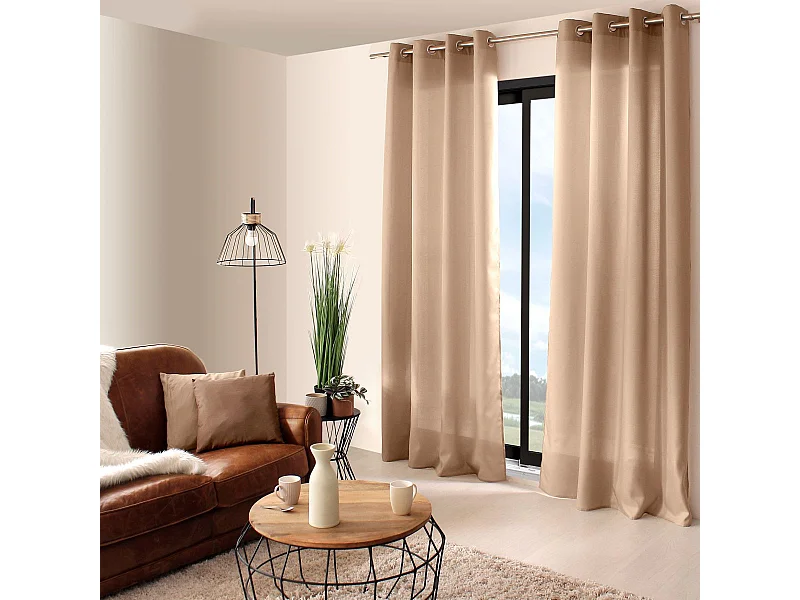 Rideau à Œillets Uni "Basic" 140x240cm Naturel
