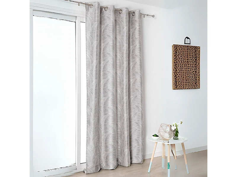 Cortina con ollaos motivos palmas 145 x 250 cm