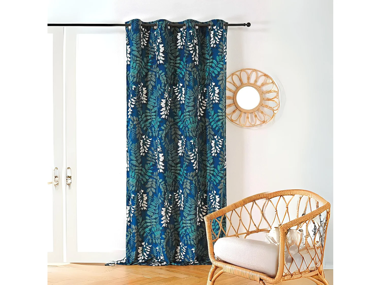 Cortina tapizada con hojas de acacia 145 x 270 cm