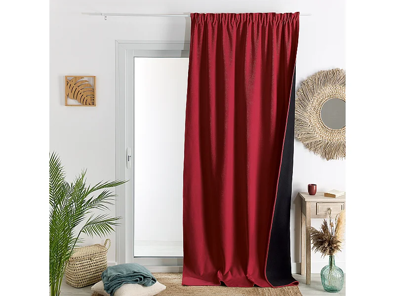 Rideau thermique phonique et semi occultant à galons fronceurs KONFOR