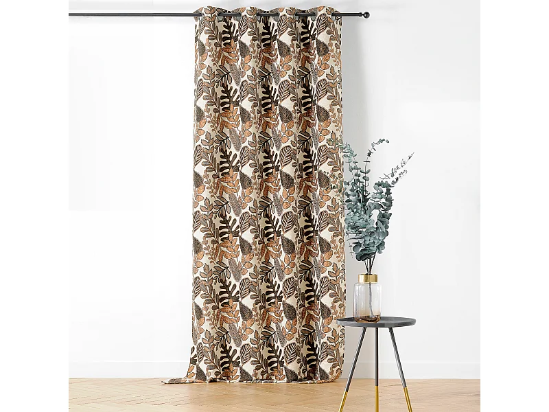 Ösenvorhang Vintage Pflanzenmotiv 140 x 250 cm