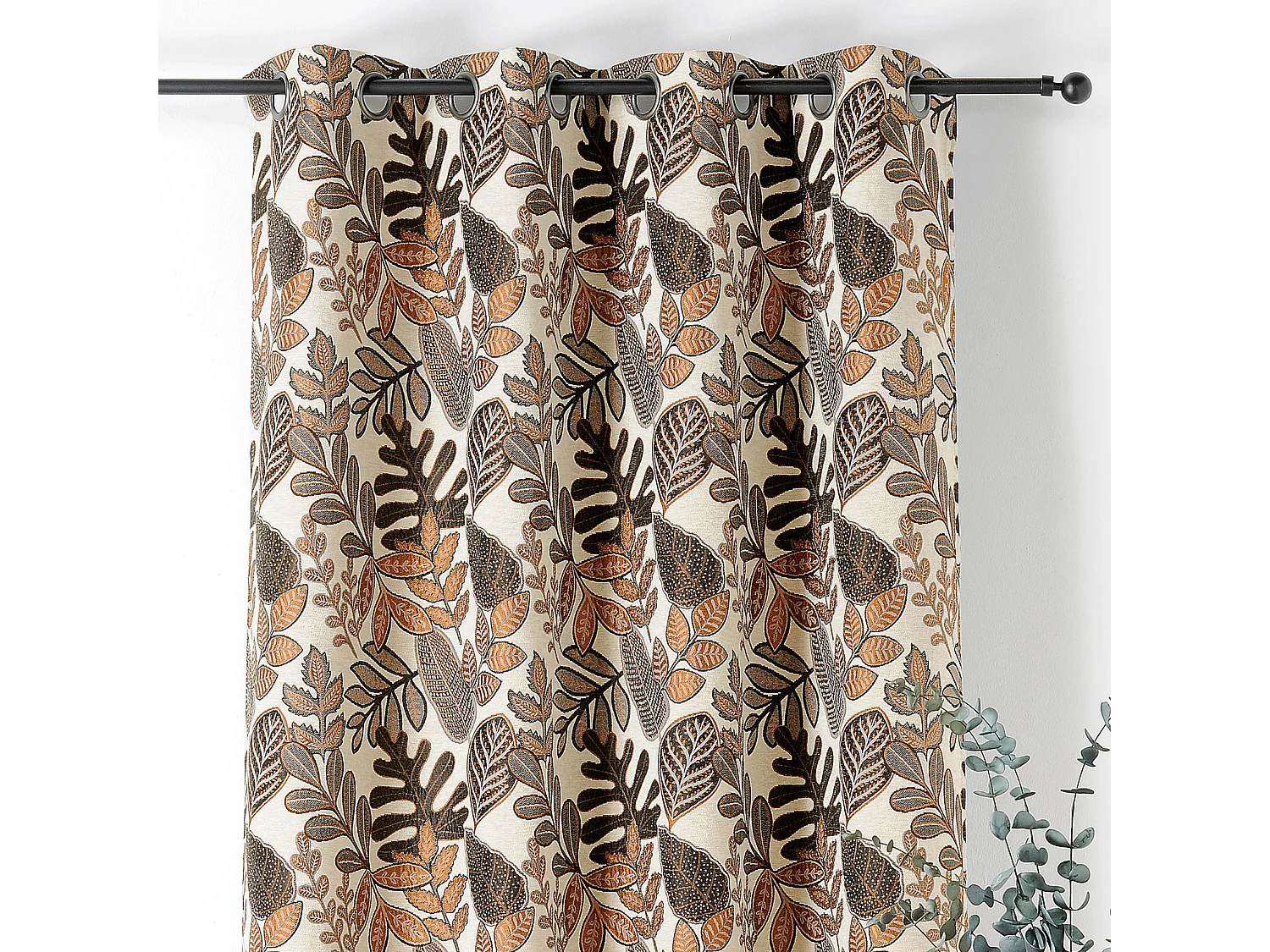 Ösenvorhang Vintage Pflanzenmotiv 140 x 250 cm
