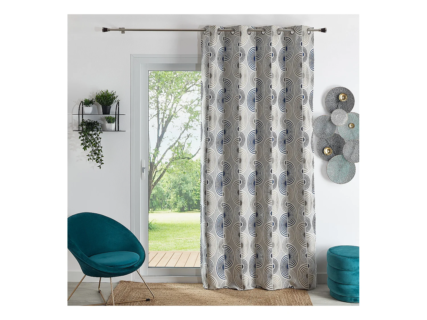 Rideau Jacquard Motif Demi-Cercles