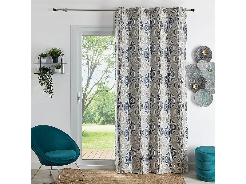 Cortina Jacquard con Motivo de Semicírculos 140 x 260 cm