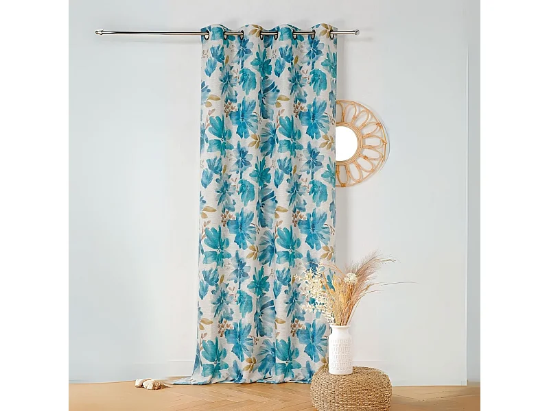 Cortina tamizadora con flores acuareladas 145 x 260 cm