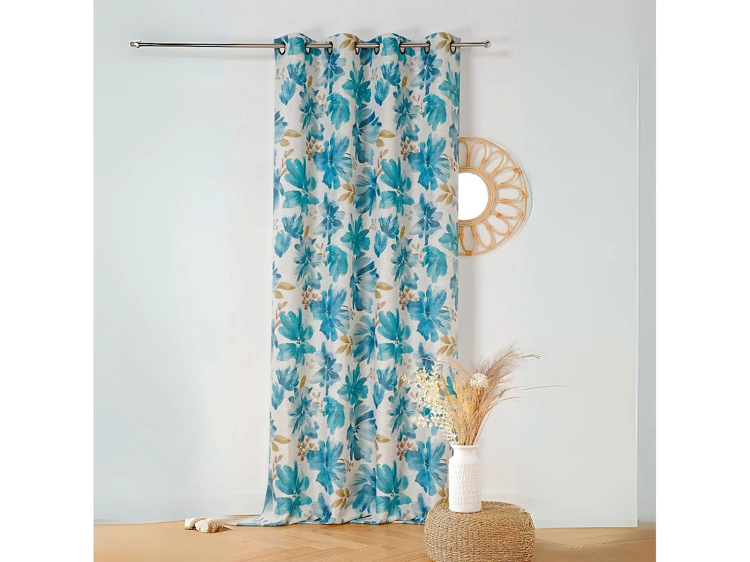 Verdunklungsvorhang mit aquarellierten Blumen 145 x 260 cm