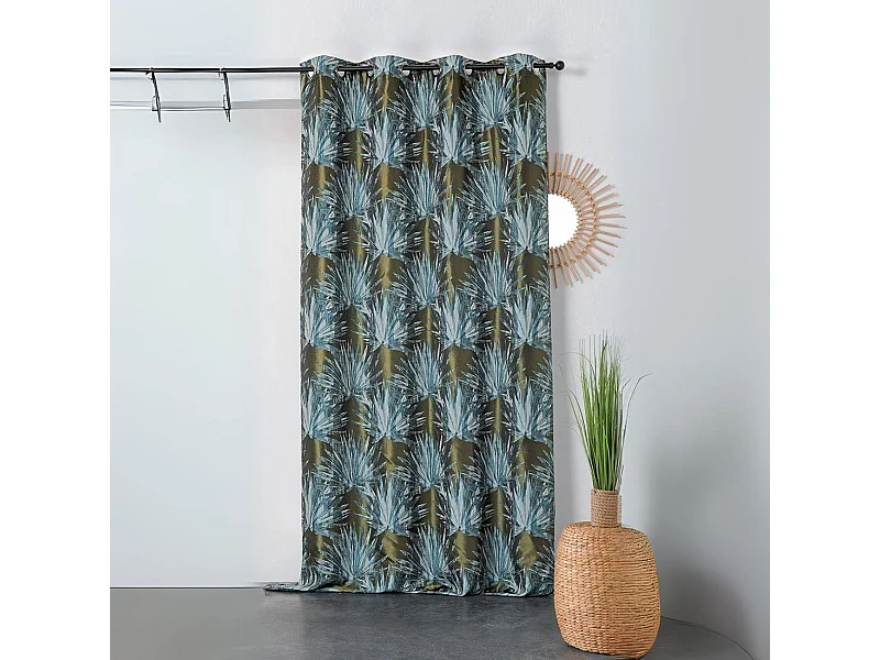 Cortina tamizante con hojas tropicales 135 x 245 cm