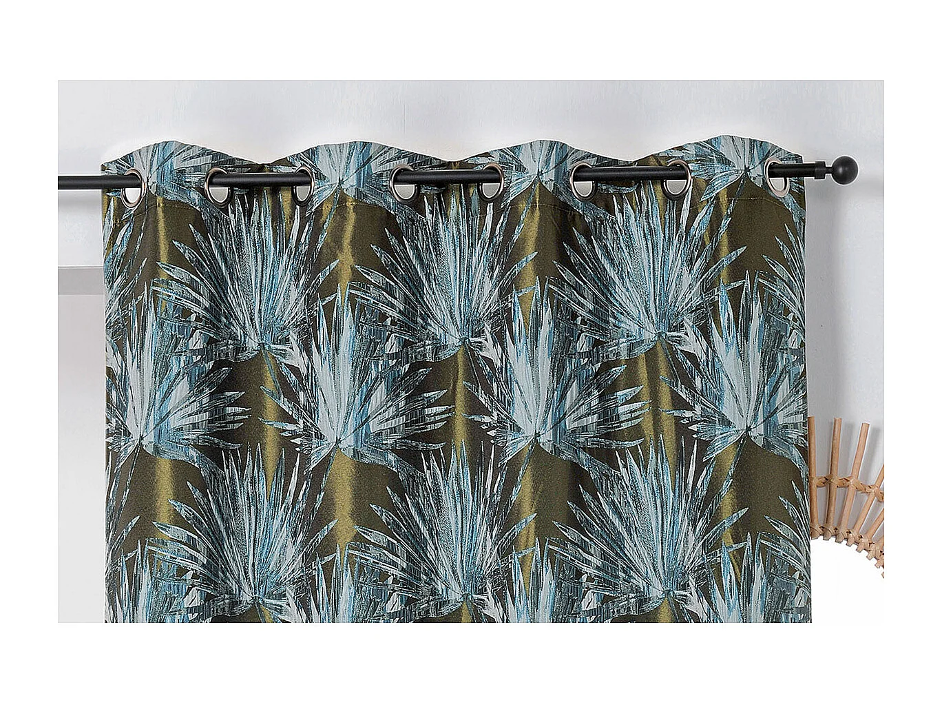 Cortina tamizante con hojas tropicales 135 x 245 cm