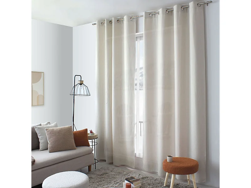 Rideau à Œillets en Velours "Lagarta" 140x240cm Écru