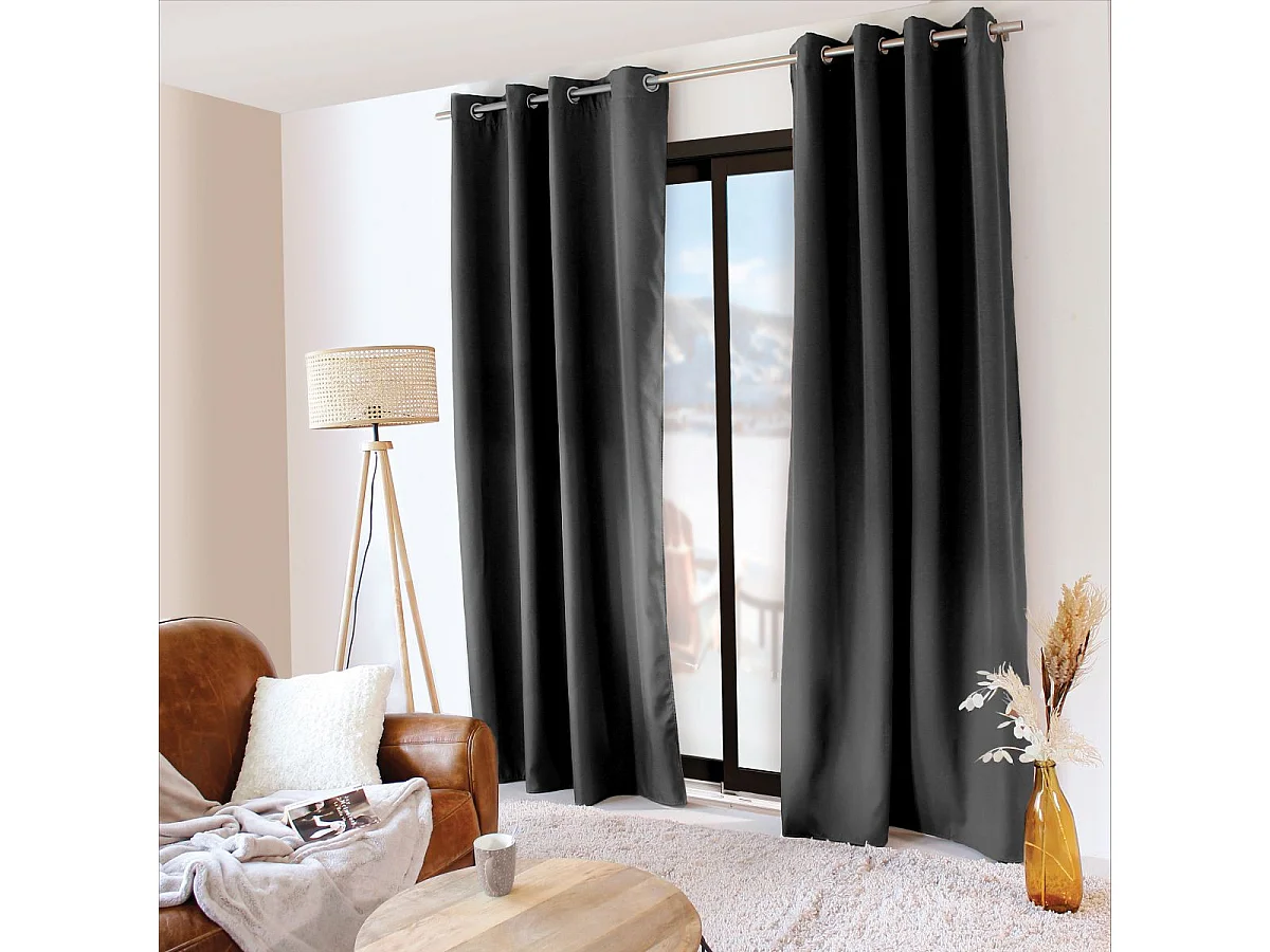 Rideau Thermique Occultant "Glacier" 135x240cm Gris Foncé