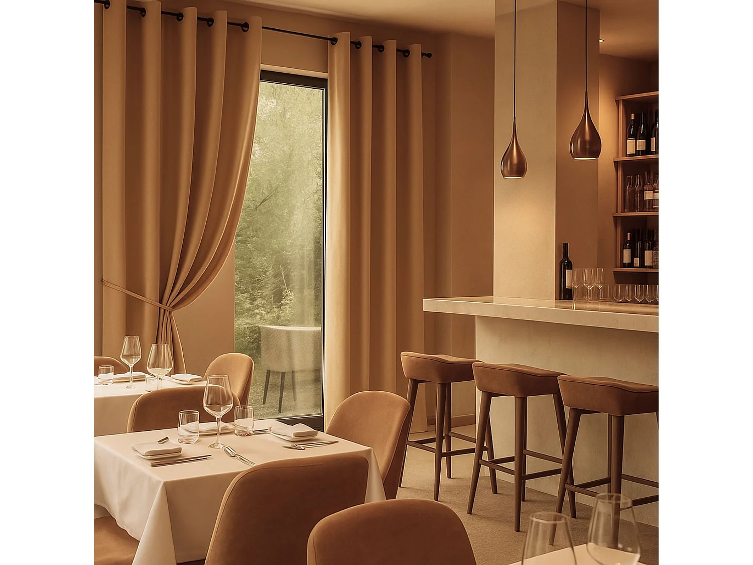 Cortina opaca 100% ignífuga M1 Crudo 140 x 180 cm