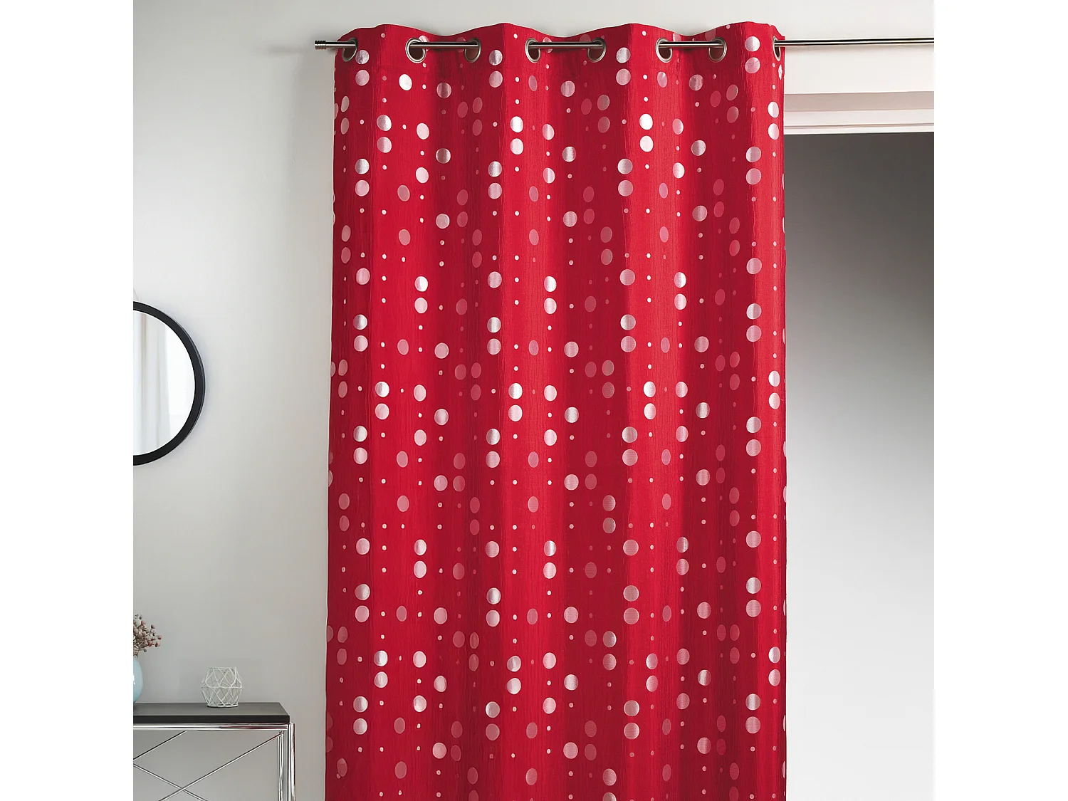 Rideau en jacquard froissé à imprimés "rond"