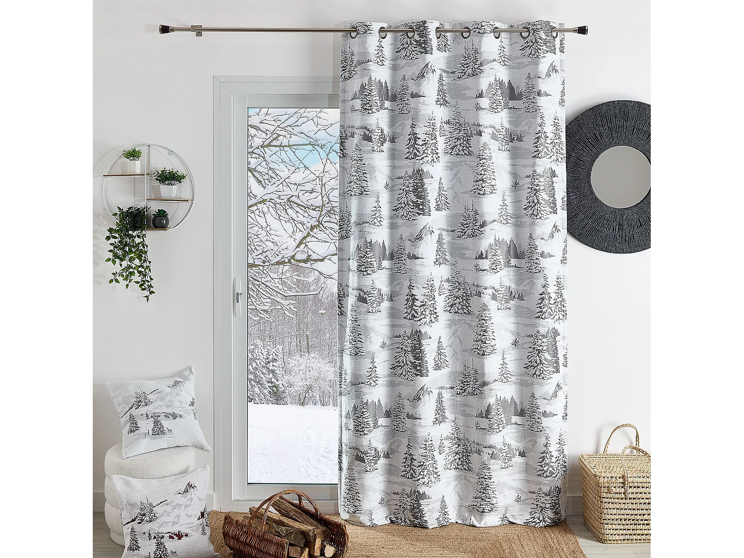 Cortina de tapicería Árboles Nevados 140 x 260 cm