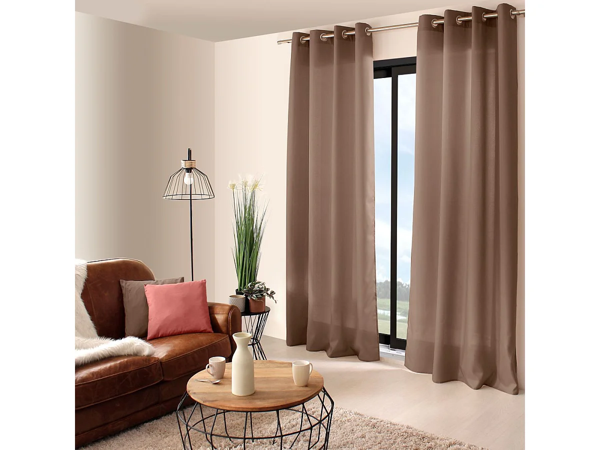 Rideau à Œillets Uni "Basic" 140x240cm Vison