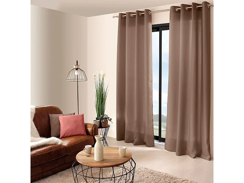 Rideau à Œillets Uni "Basic" 140x240cm Vison