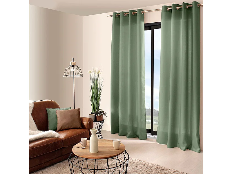 Rideau à Œillets Uni "Basic" 140x240cm Vert Argile