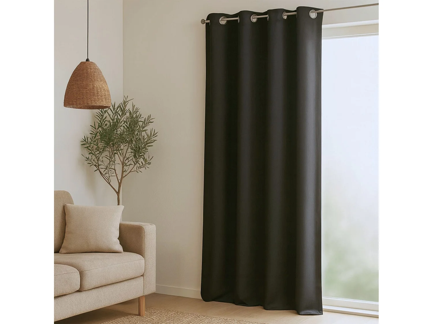 Vorhang 100% verdunkelnd Ignifugé M1 Schwarz 140 x 260 cm