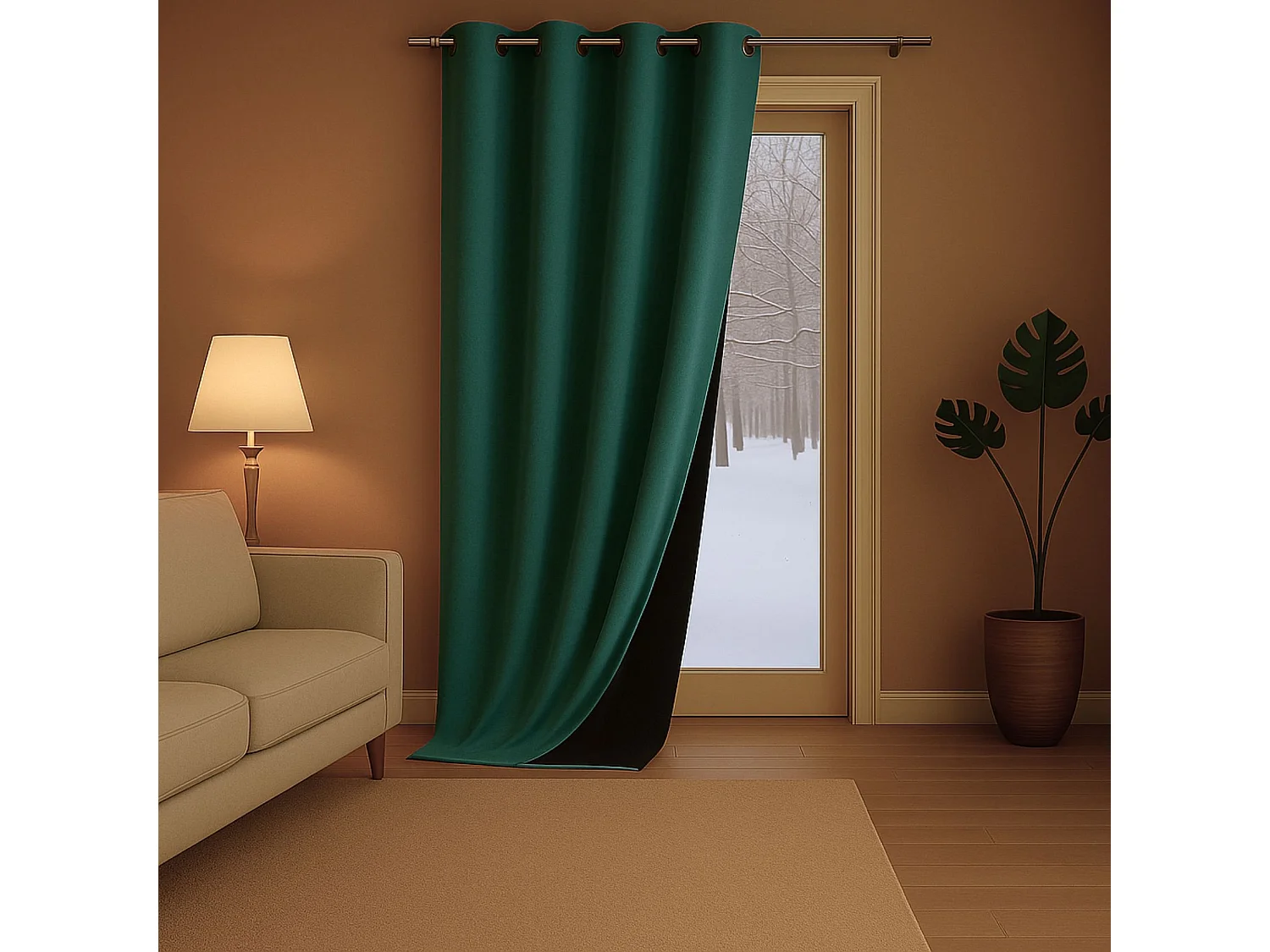 Cortina antifrío doble forrada de polar