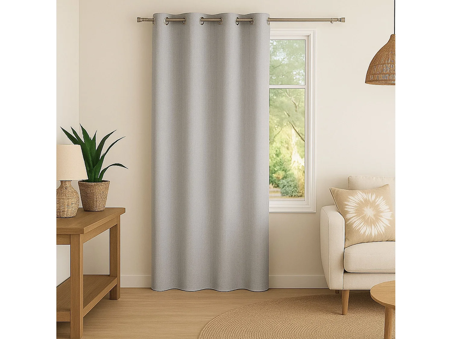 100% lichtdichte Unifarben Vorhang mit melierten Effekt 140 x 260 cm