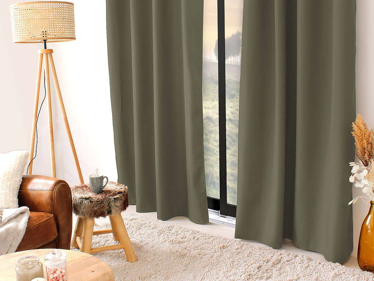 Rideau Thermique Occultant "Glacier" 135x240cm Vert Gris