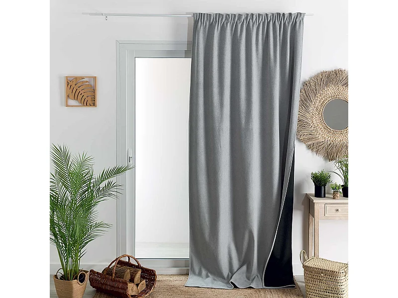 Rideau thermique phonique et semi occultant à galons fronceurs KONFOR