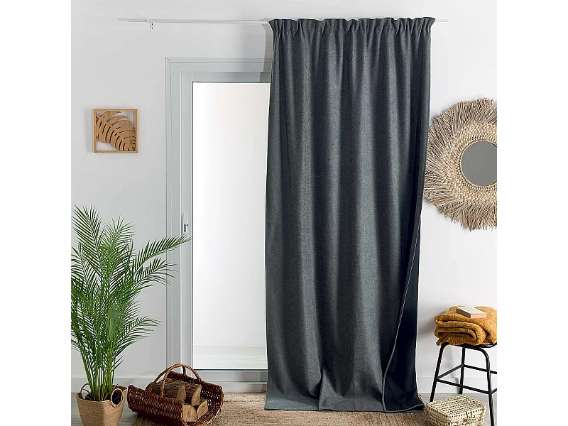 Rideau thermique phonique et semi occultant à galons fronceurs KONFOR