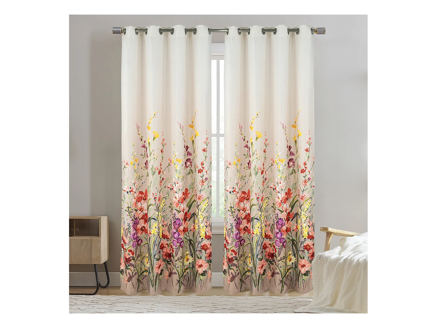 Paire de Rideaux  occultants motif floral