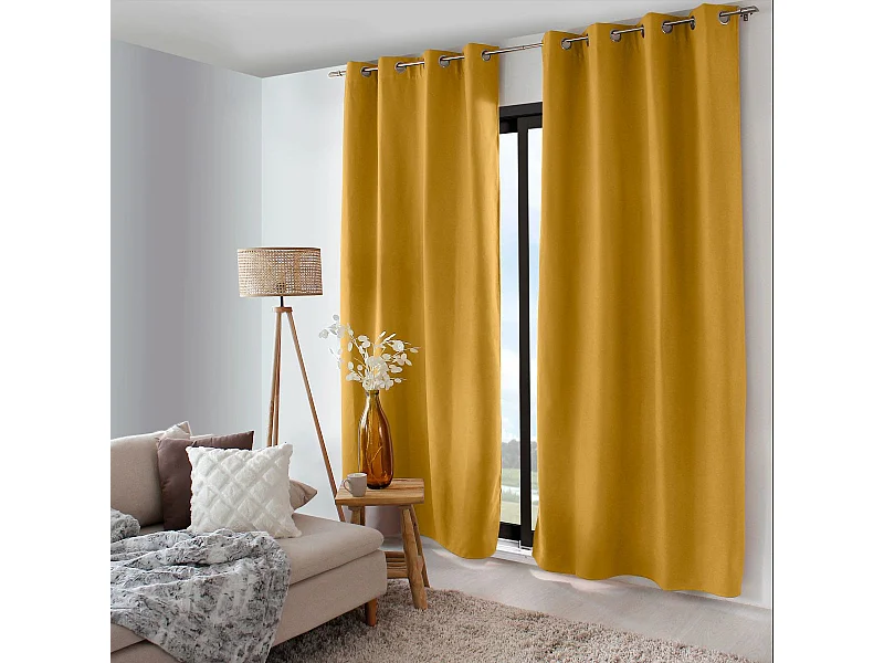 Rideau Thermique Occultant  "Nordica" 135x240cm Moutarde