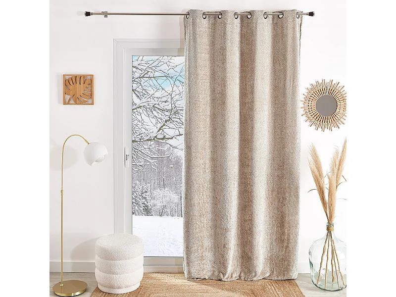 Cortina con ojales de chenilla efecto peluche 135 x 260 cm