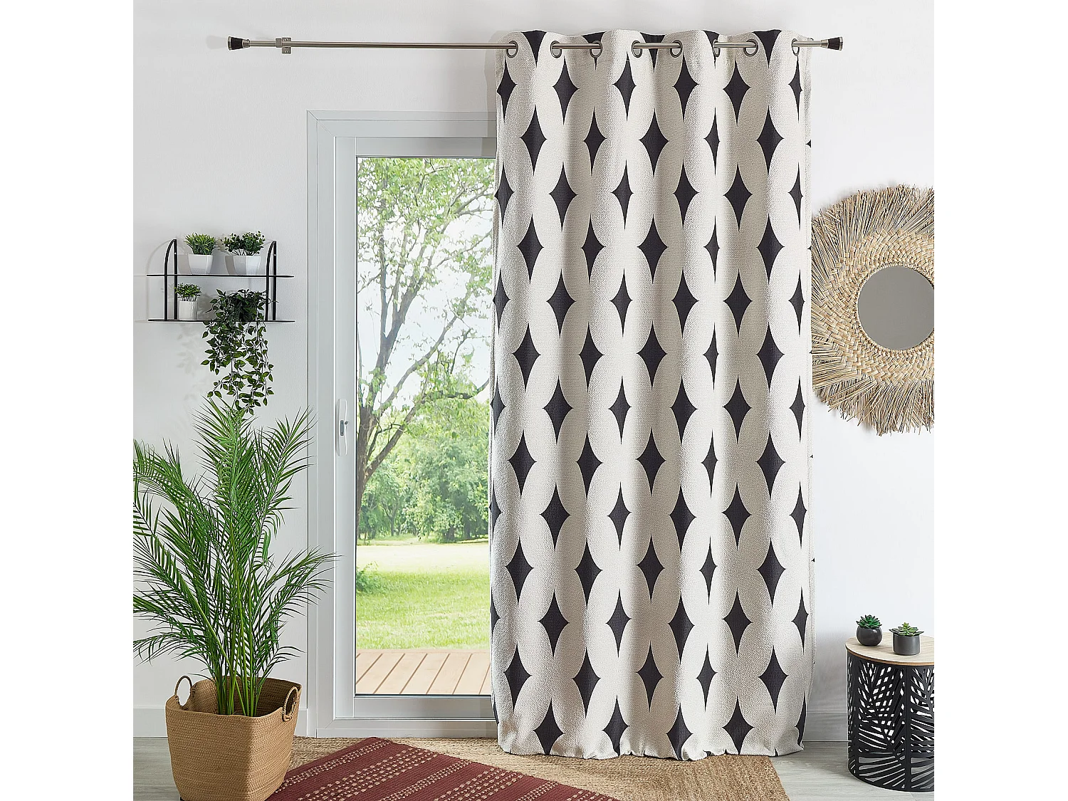 Rideau d'ameublement à jacquard géométrique