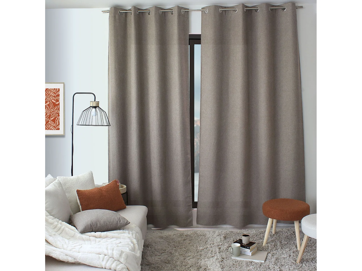 Ösenvorhang aus Chenille-Samt 140 x 240 cm