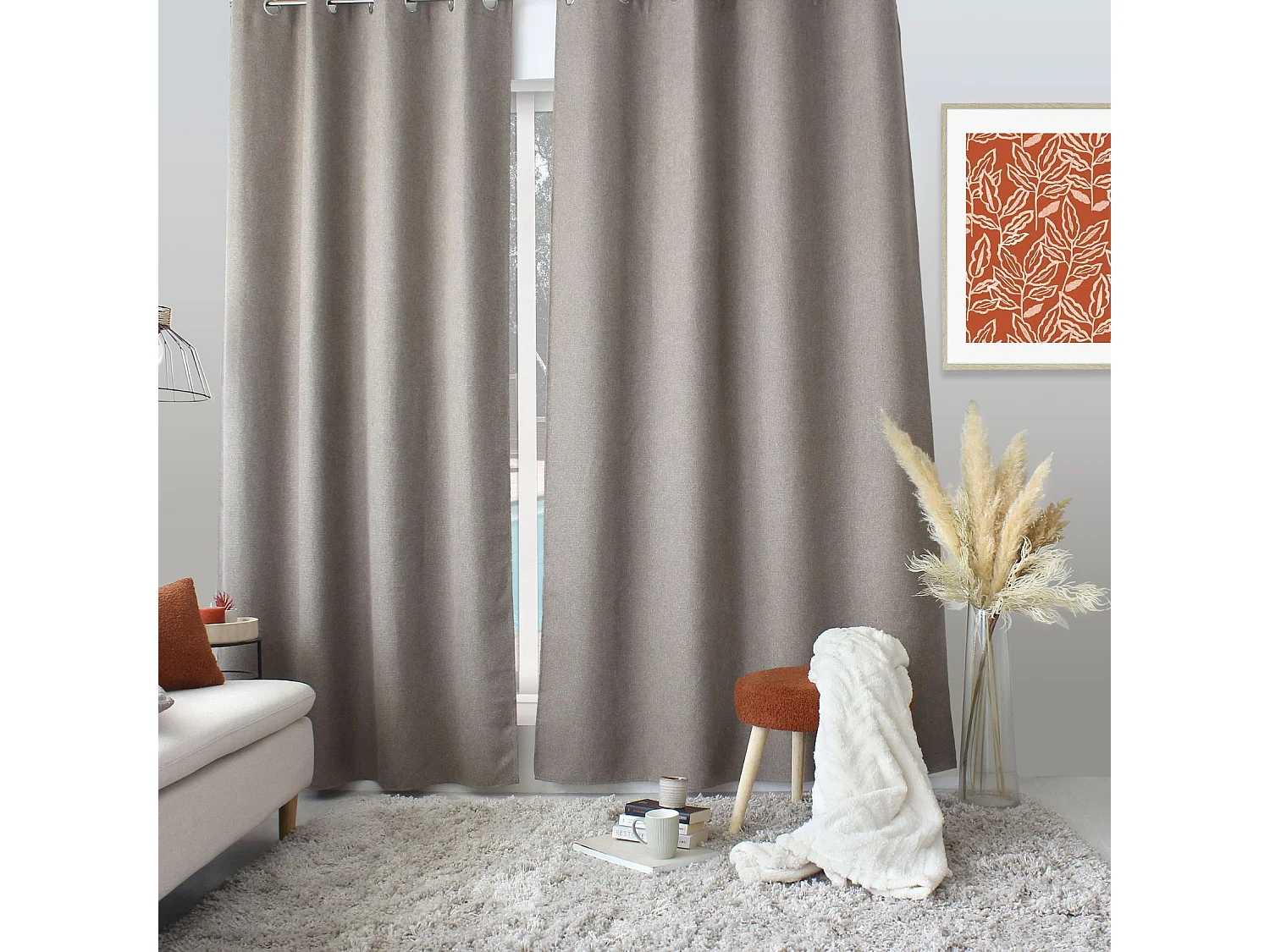 Ösenvorhang aus Chenille-Samt 140 x 240 cm