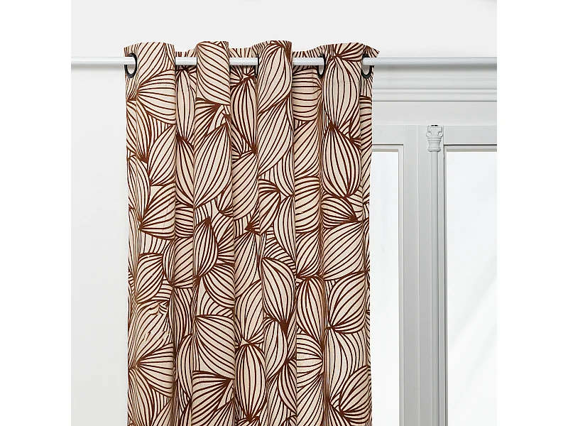 Ösenvorhang aus Samt mit beflocktem Blättermotiv 140 x 260 cm