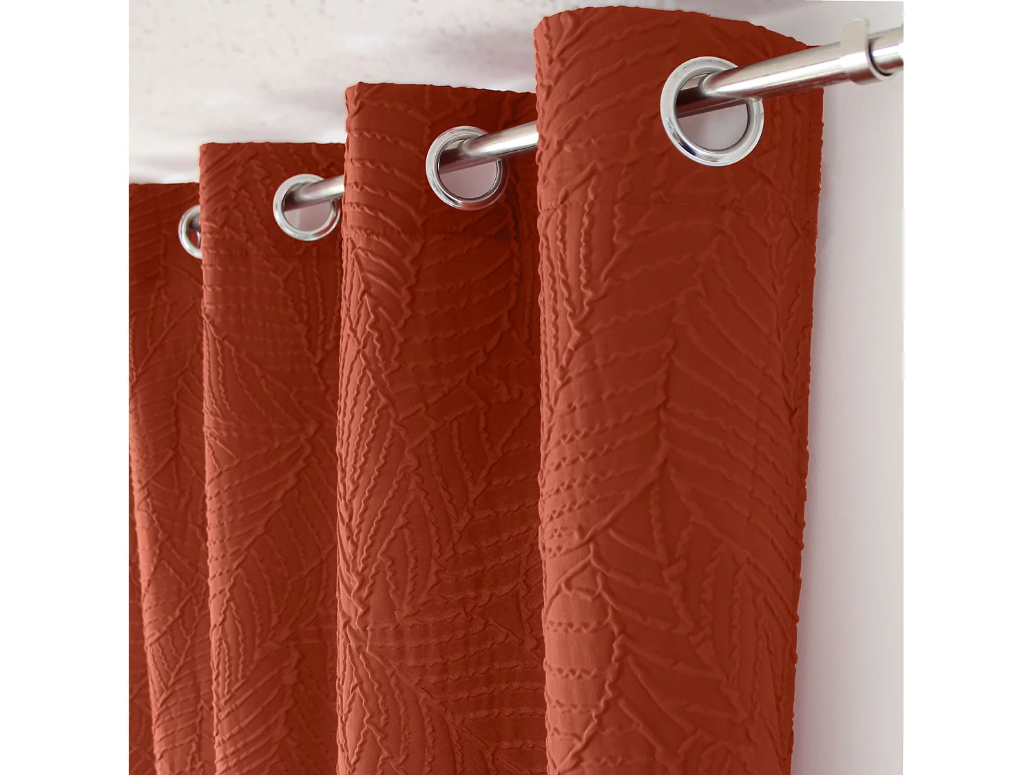 Cortina con ojales de follaje con aspecto gofrado 135 x 240 cm