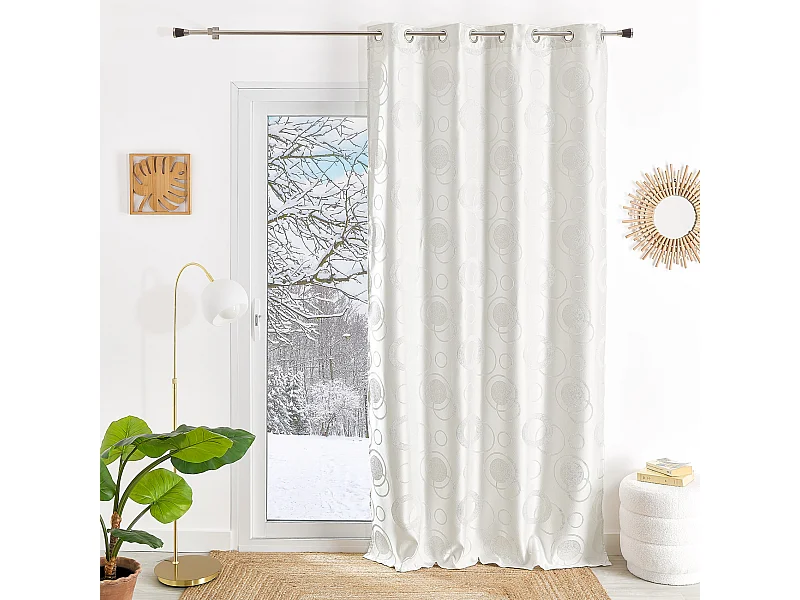 Cortina círculos grandes e hilos plateados 140 x 240 cm