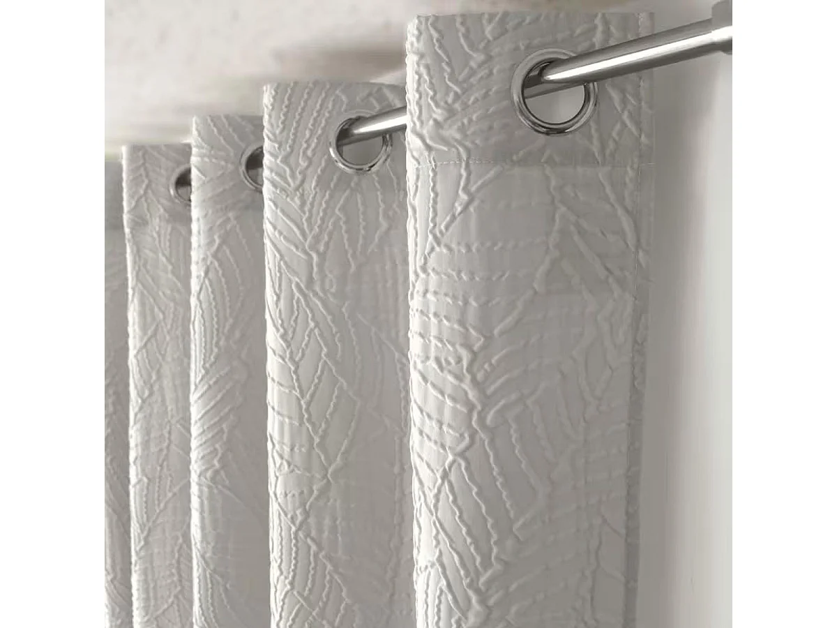 Ösenvorhang mit Blattmuster und Waffeloptik 135 x 240 cm