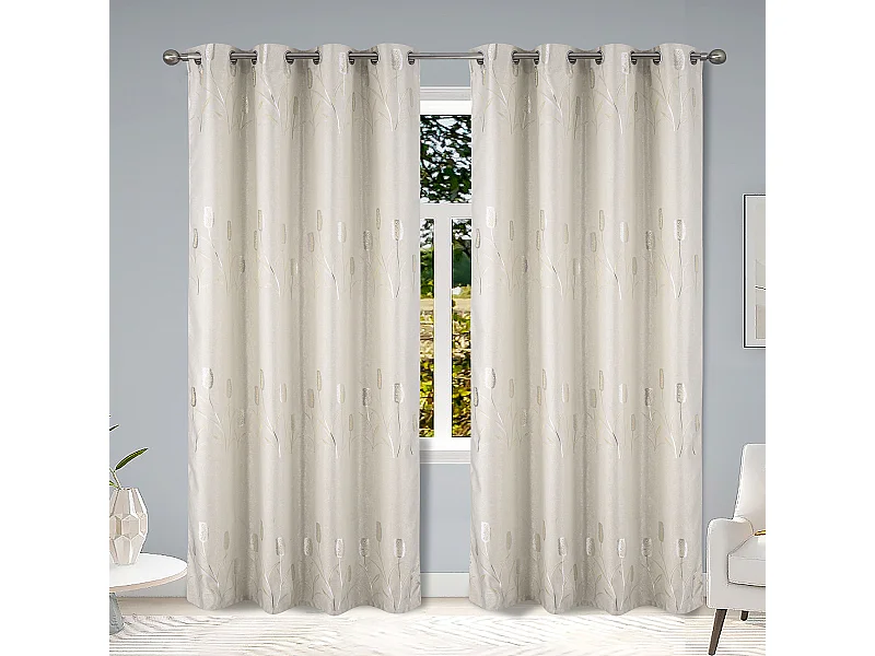 Paar Verdunkelungsvorhänge mit Glänzenden Blumenmustern 140 x 260 cm