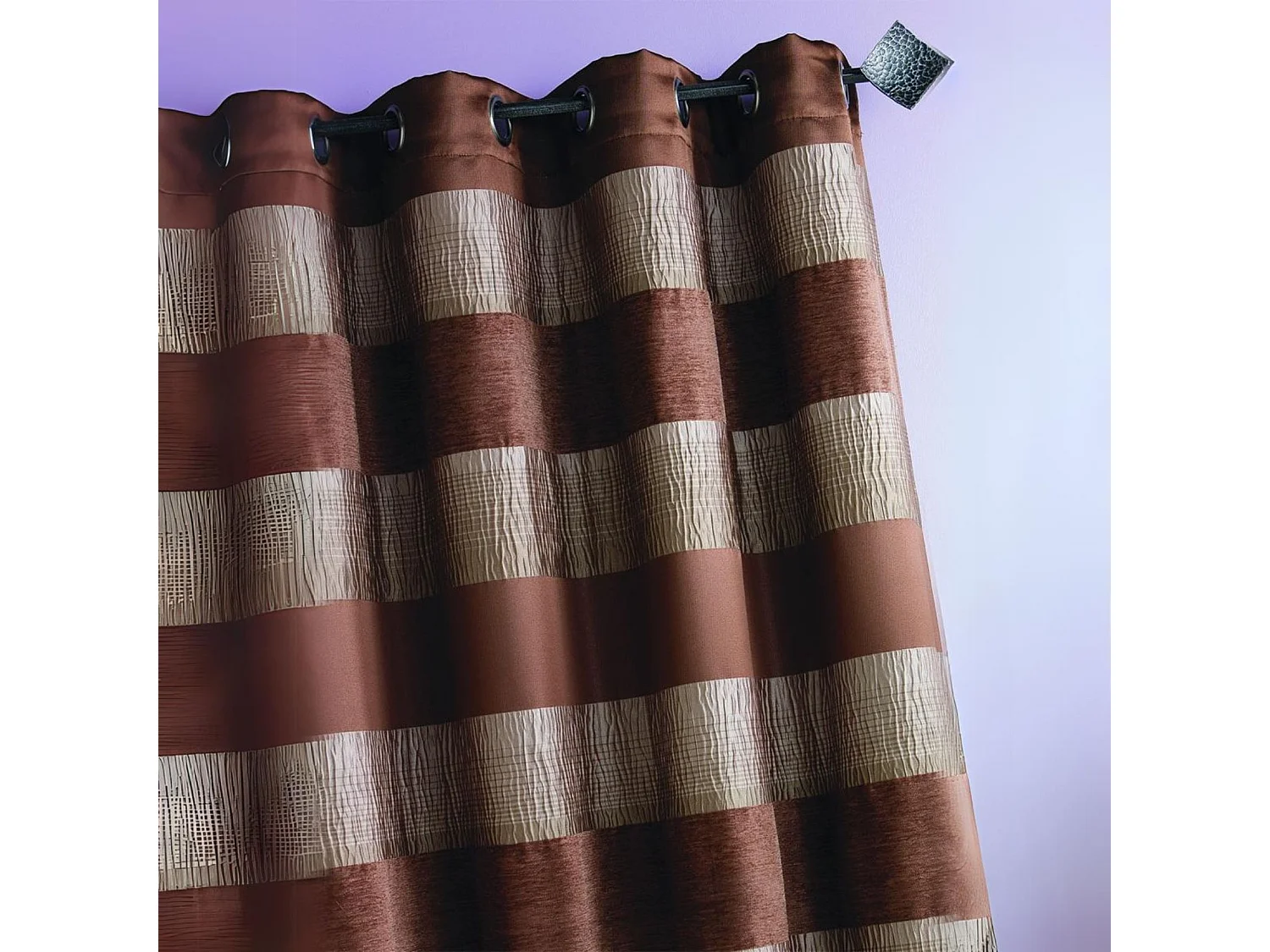 Cortina Jacquard grandes rayas horizontales 140 x 260 cm