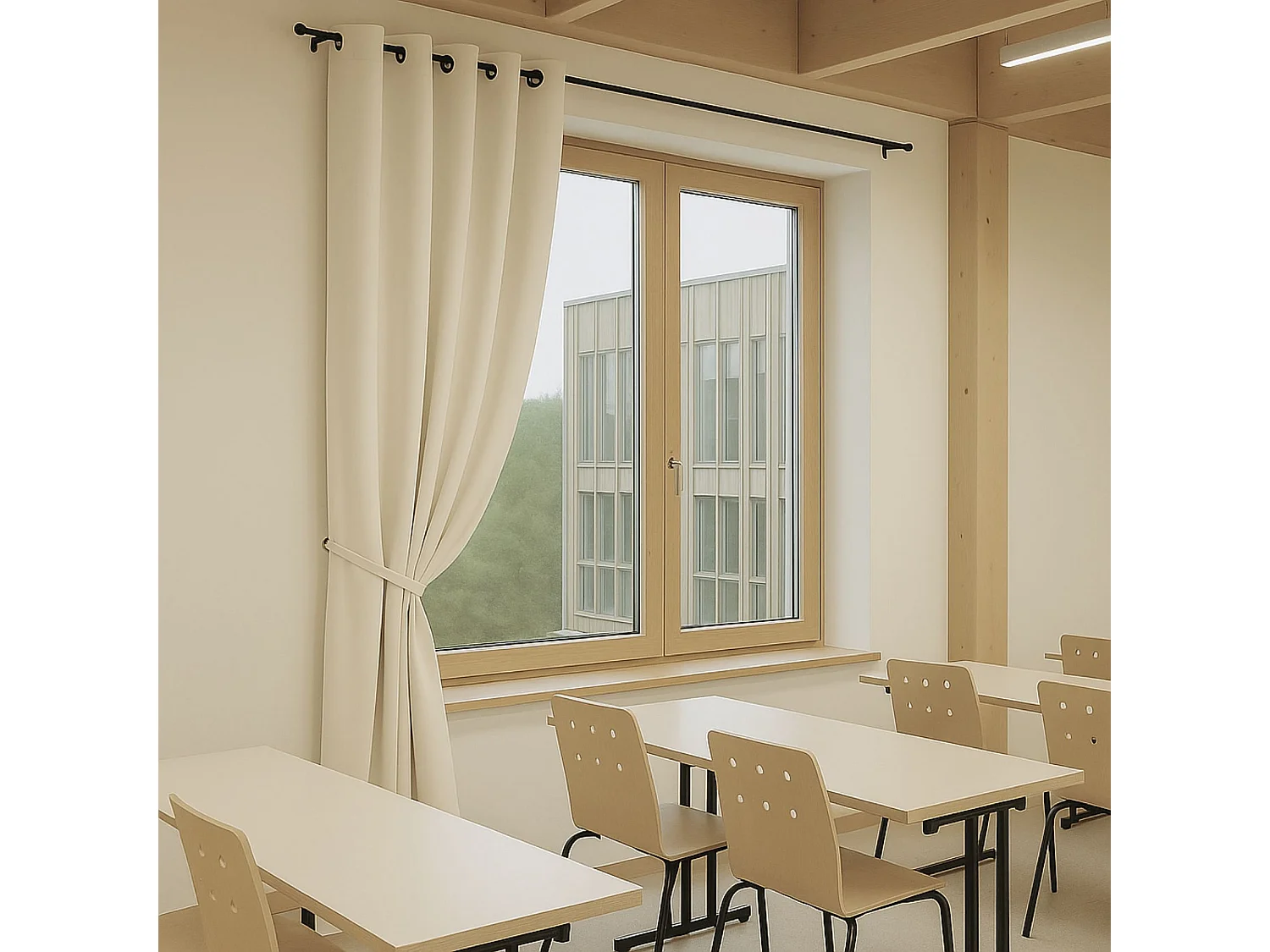 Vorhang 100% Verdunkelnd Flammhemmend M1 Feuerfest Ecru 140 x 260 cm