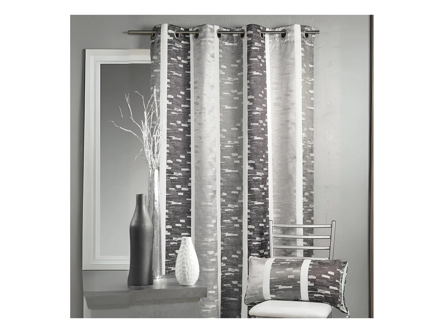 Rideau en jacquard design à rayures verticales