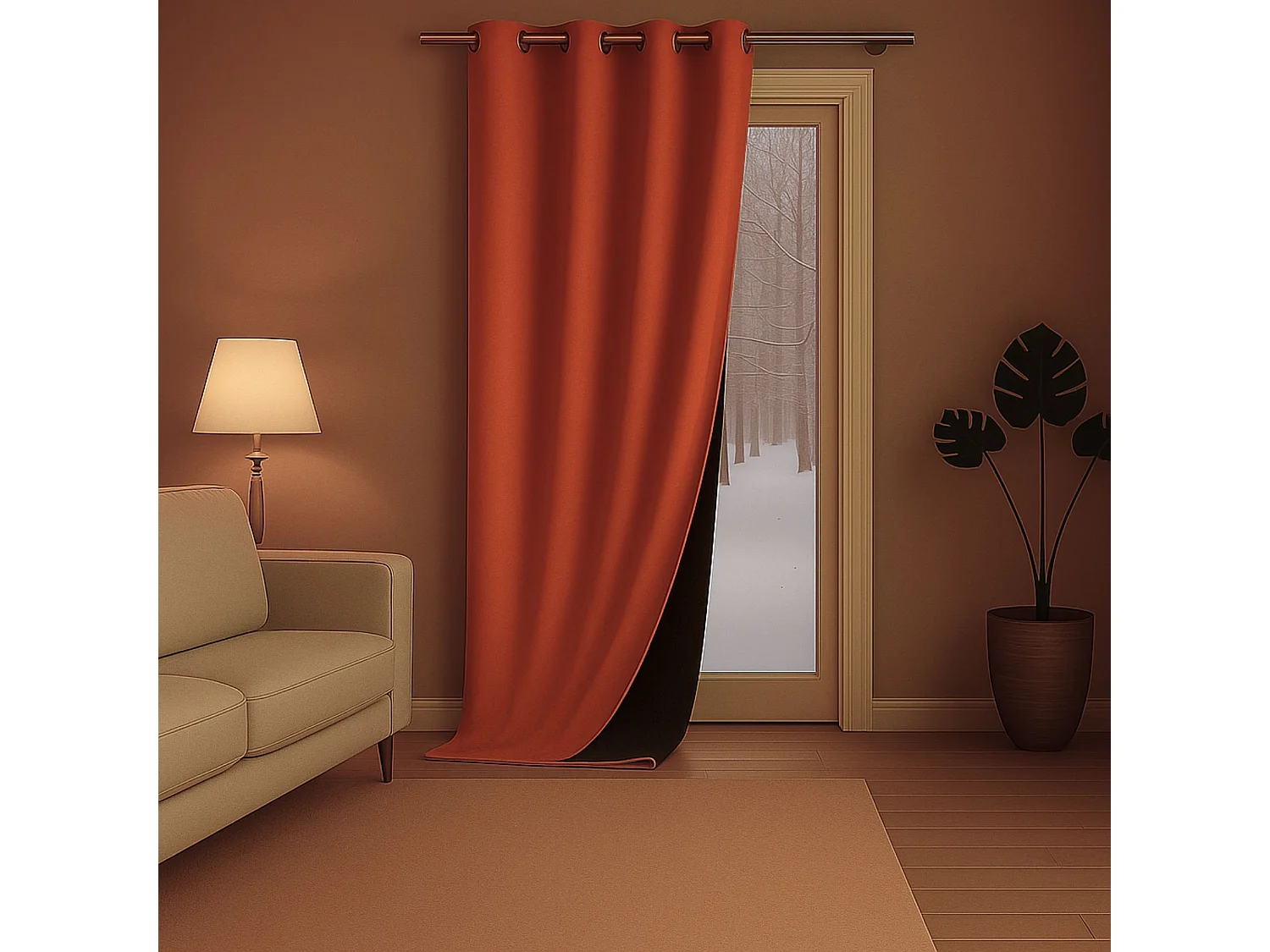 Cortina antifrío doble forrada de polar