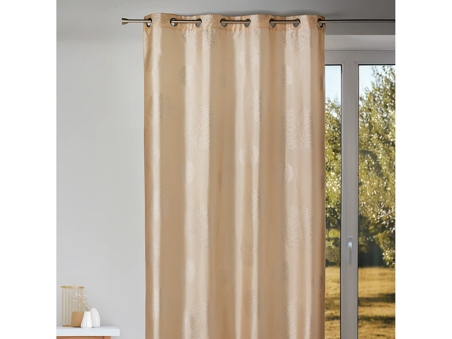 Cortina de mobiliario de tafetán estampada plata 140 x 260 cm